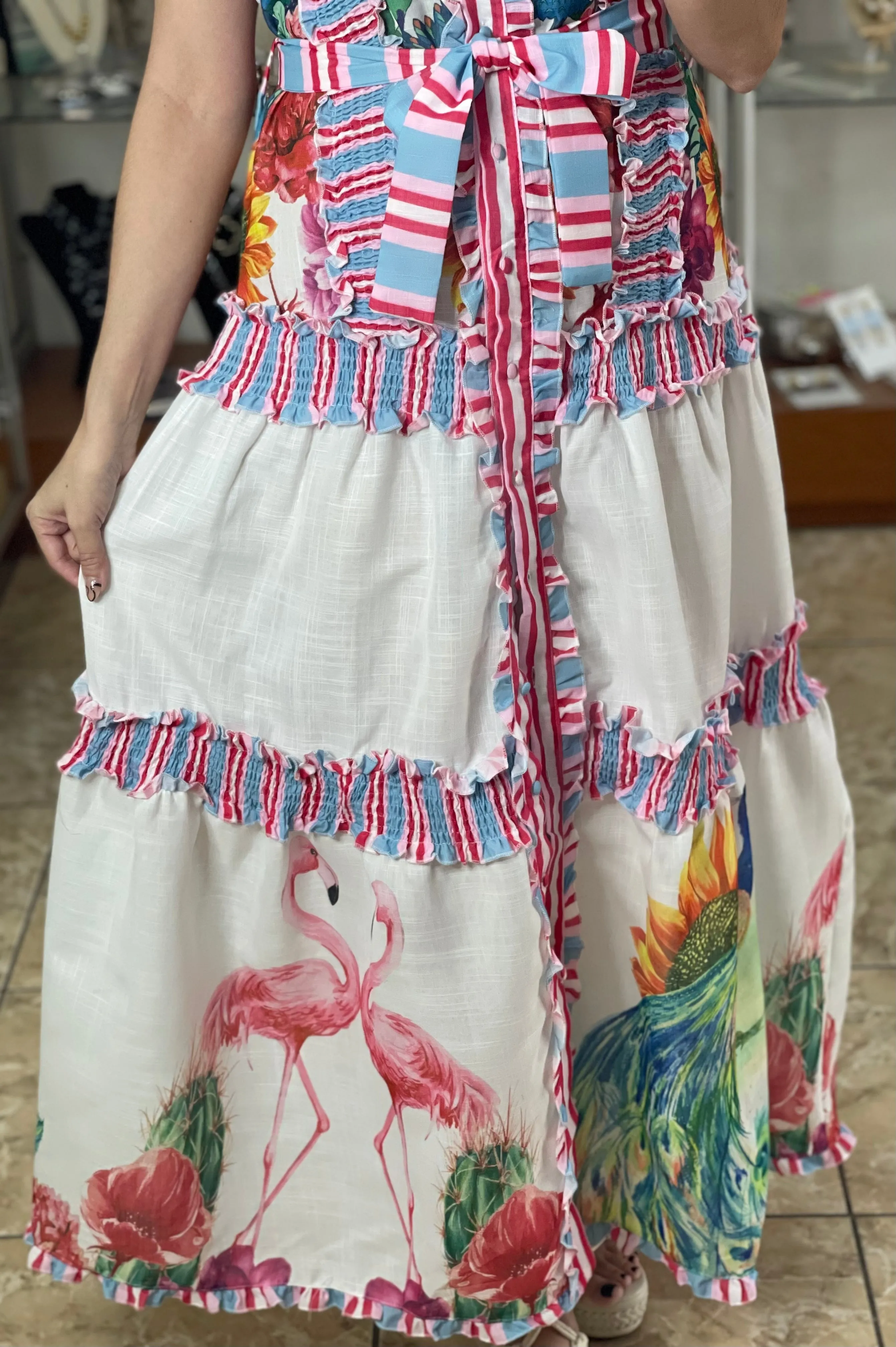 Birds and Flowers Maxi Dress