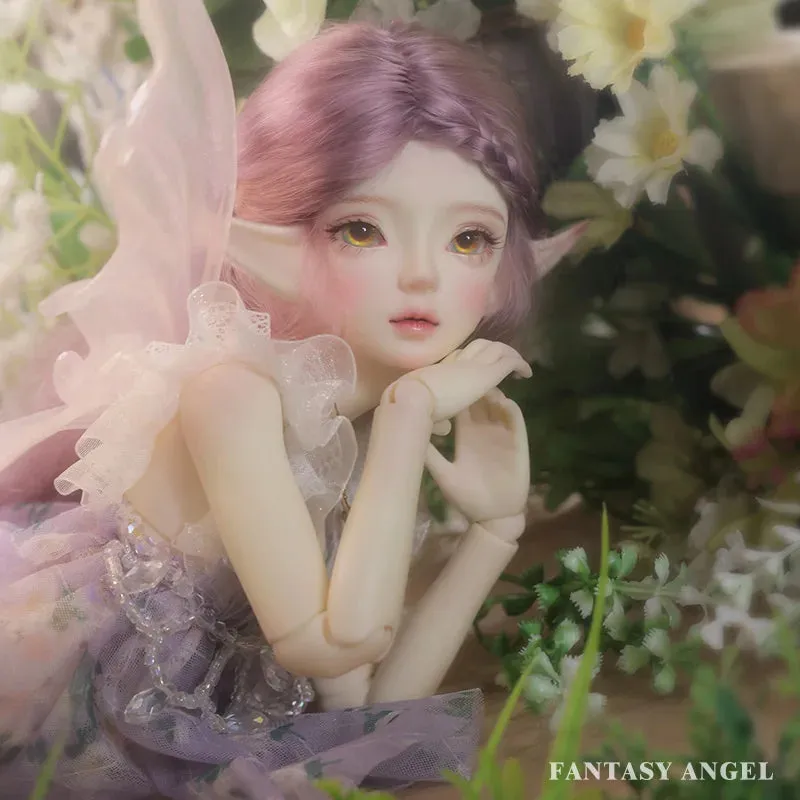 BJD Doll 1/4  Heardind | Flashing Wing Fishtail Skirt, Detachable Magnetic Fairy Ears, Handmade Artist Ball-Jointed Doll