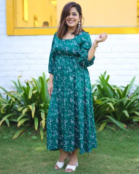 Bright Green Daisies Cut Out Dress