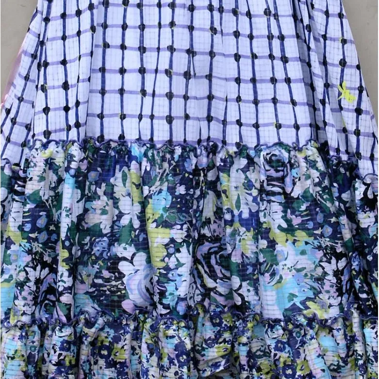 Catimini Girls Blue Mixed Print Floral Dress