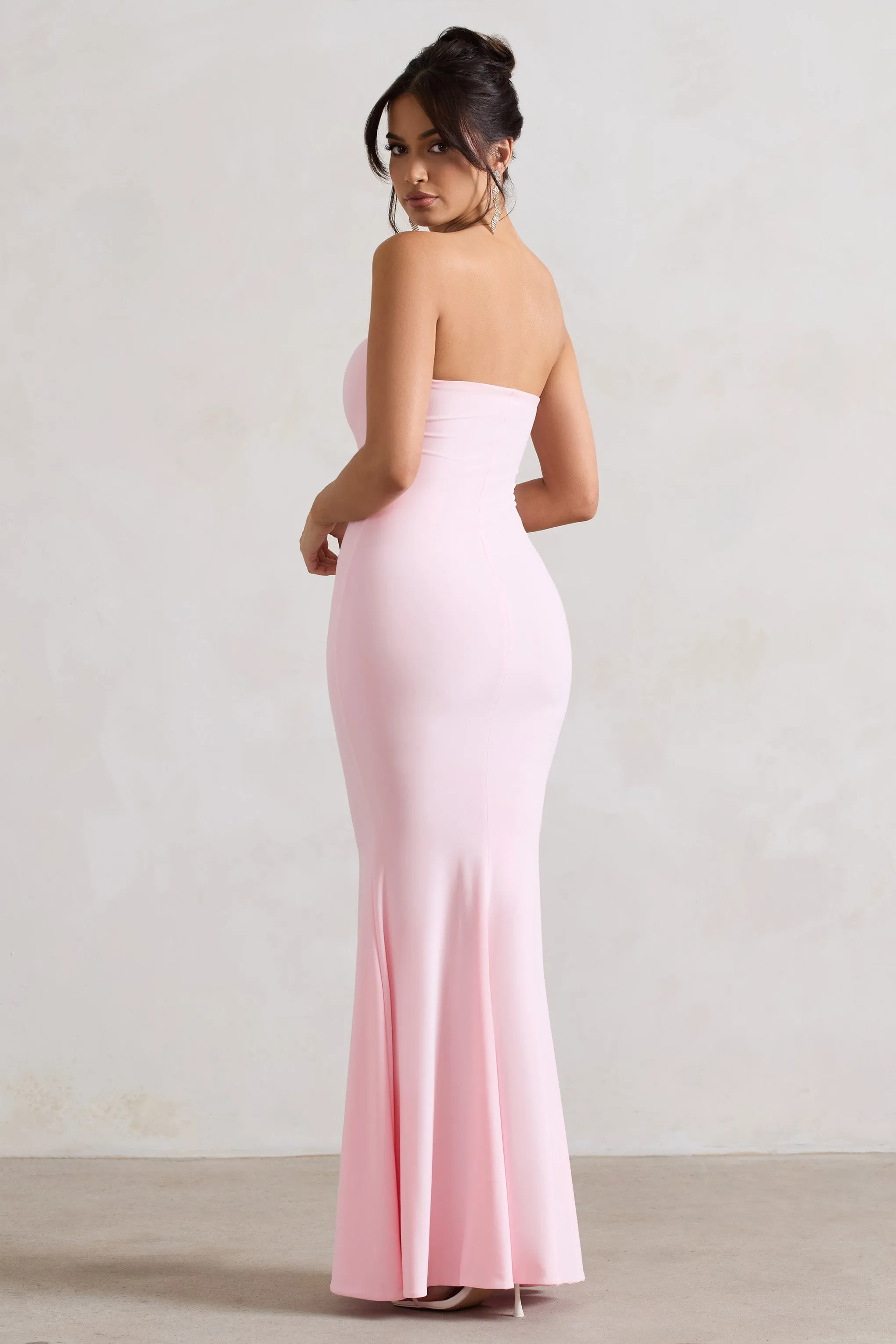 Ceremony | Pink Bandeau Fishtail Maxi Dress