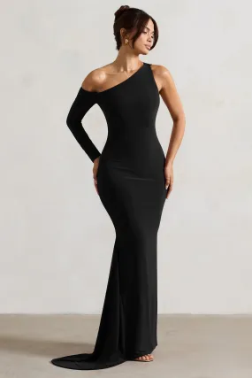 Contradiction | Black One-Sleeve Asymmetric Maxi Dress