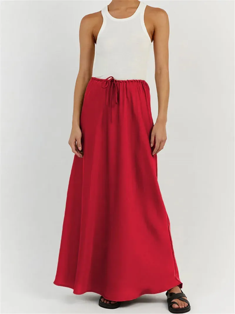 Kelara - Elegant satin maxi skirt