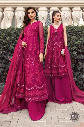 MARIA.B Luxury Chiffon Wedding Formals – MPC-23-107 Magenta Pink