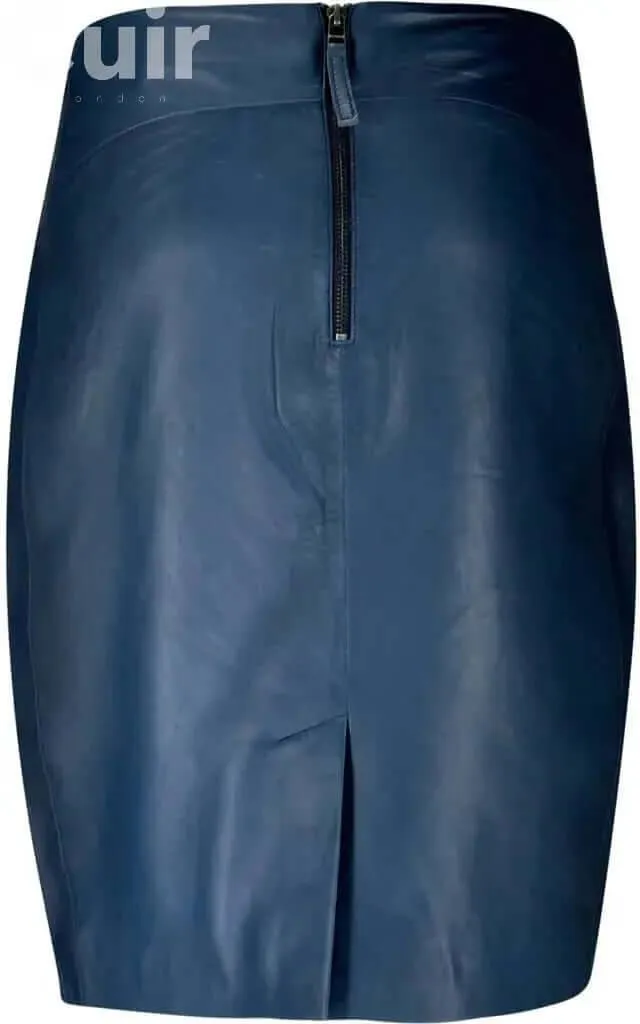 Navy Lamb Gloving Leather Skirt for Women | Elegant and Stylish