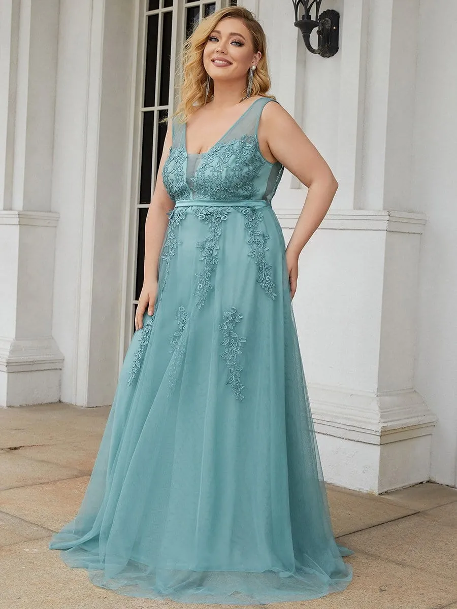 Plus Size Maxi Long Elegant Ethereal Tulle Evening Dress