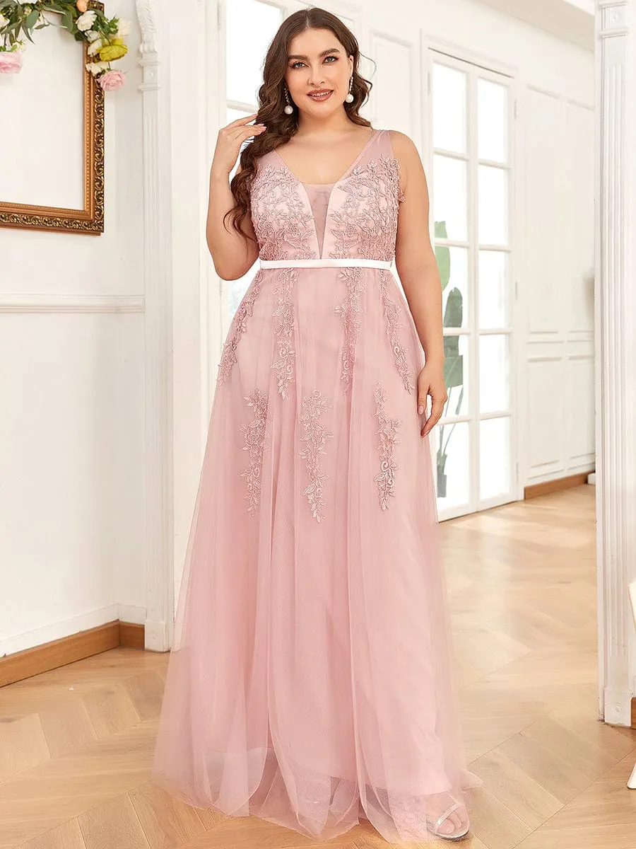 Plus Size Maxi Long Elegant Ethereal Tulle Evening Dress