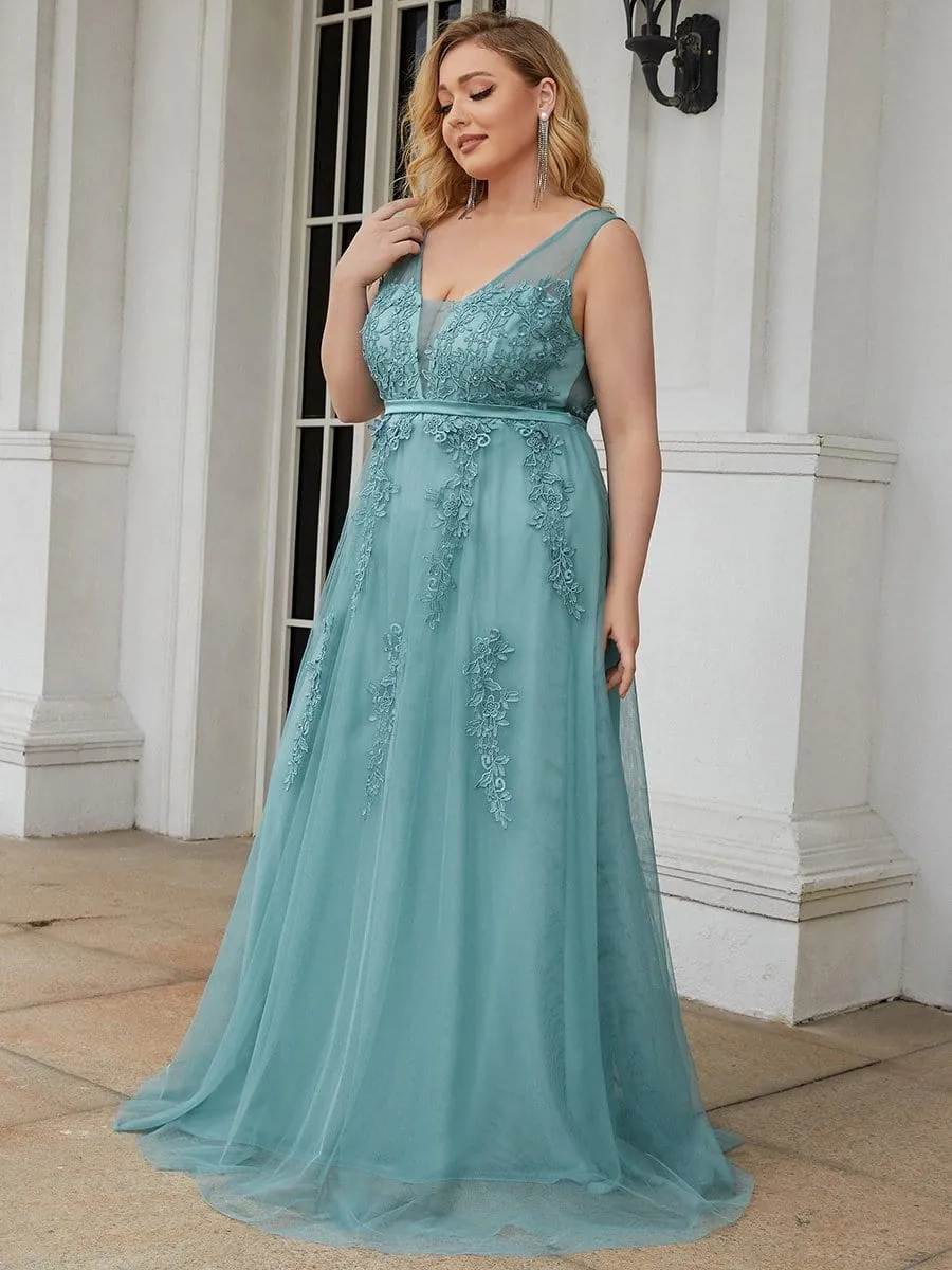 Plus Size Maxi Long Elegant Ethereal Tulle Evening Dress