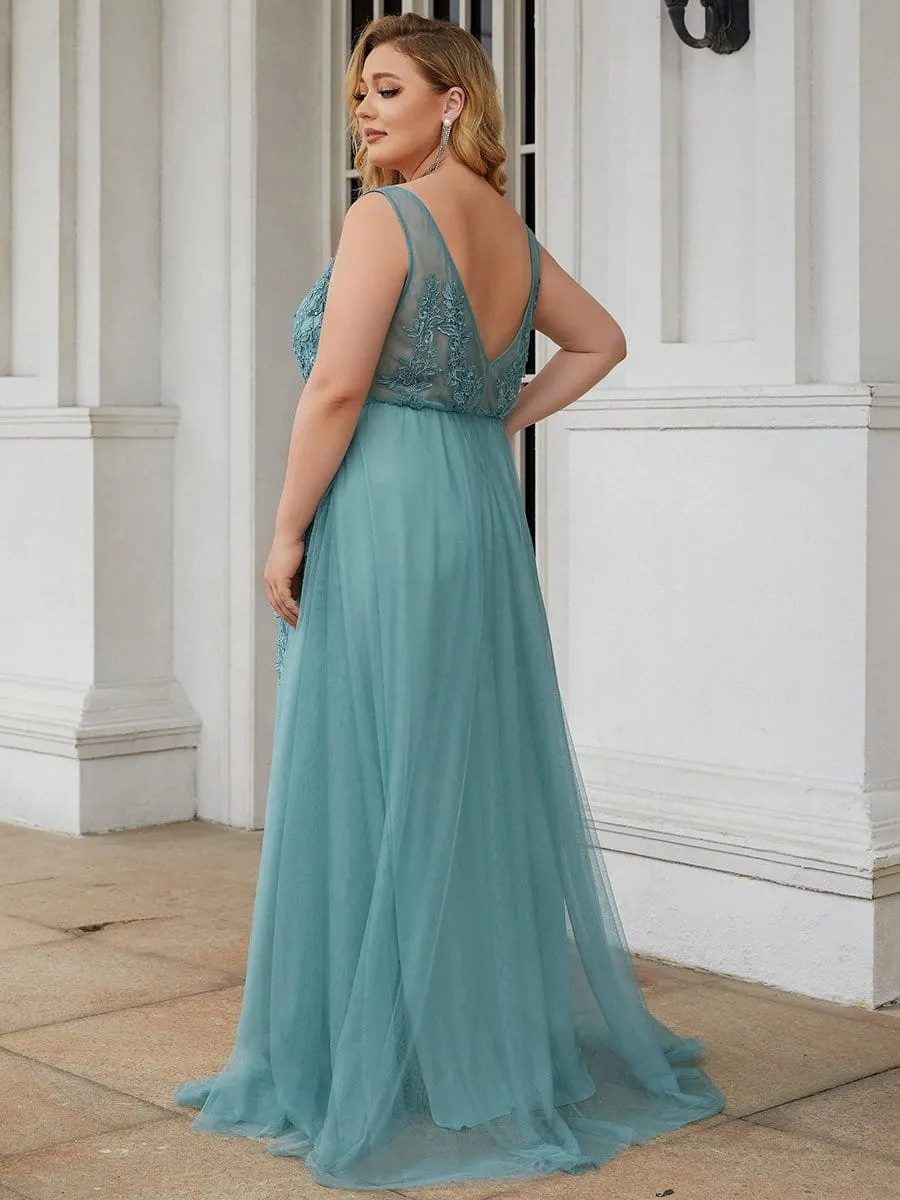 Plus Size Maxi Long Elegant Ethereal Tulle Evening Dress