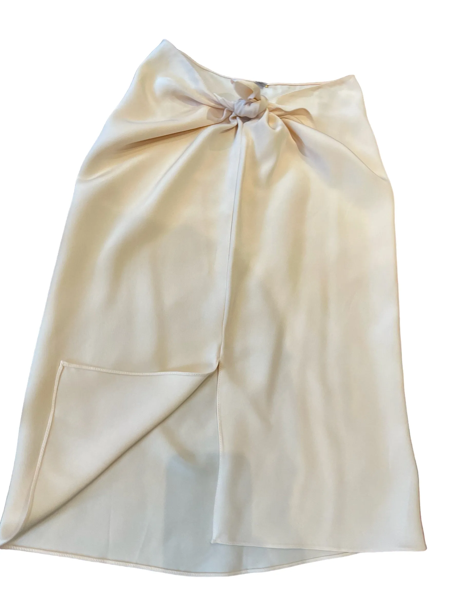 Silk , Peach Charmeuse Tie Skirt by Abejas