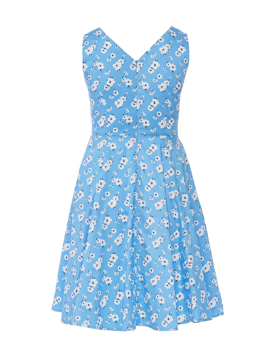 Sky Blue Floral Fit-And-Flare Dress